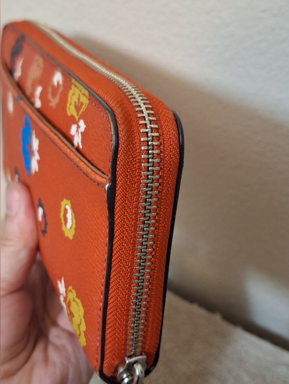 Coach Carmine Red Floral Zip Around Wallet - Picture 5 of 10